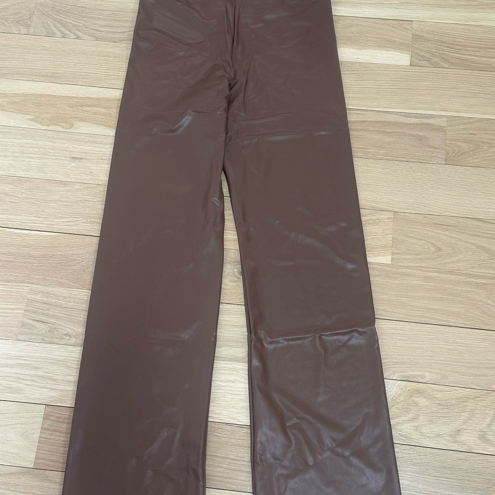 Brown Faux Leather Pants
